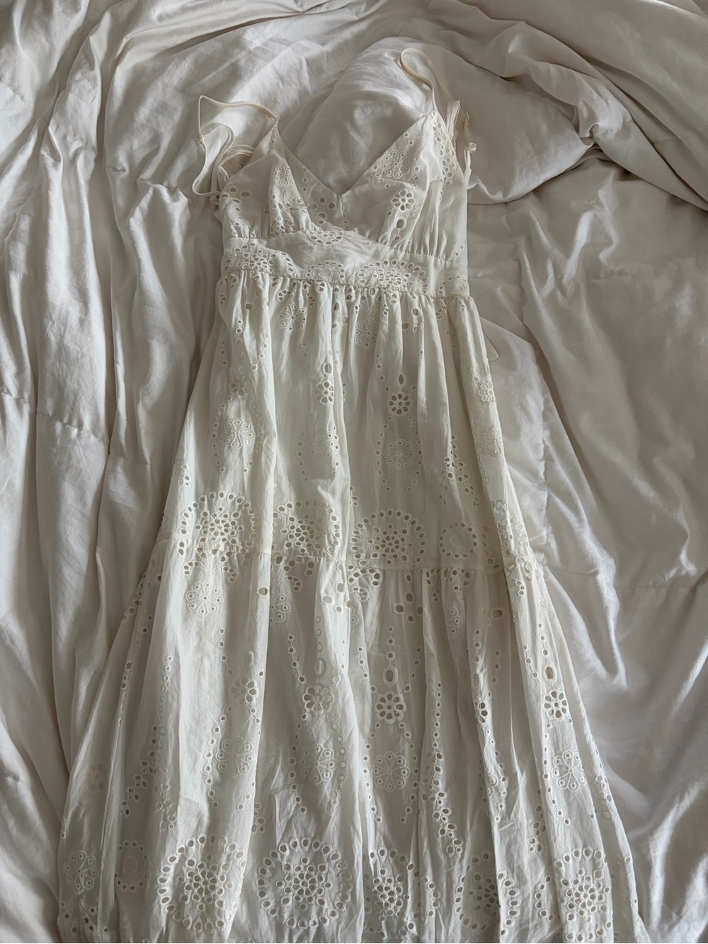 Haute Monde Cream Eyelet Maxi Dress